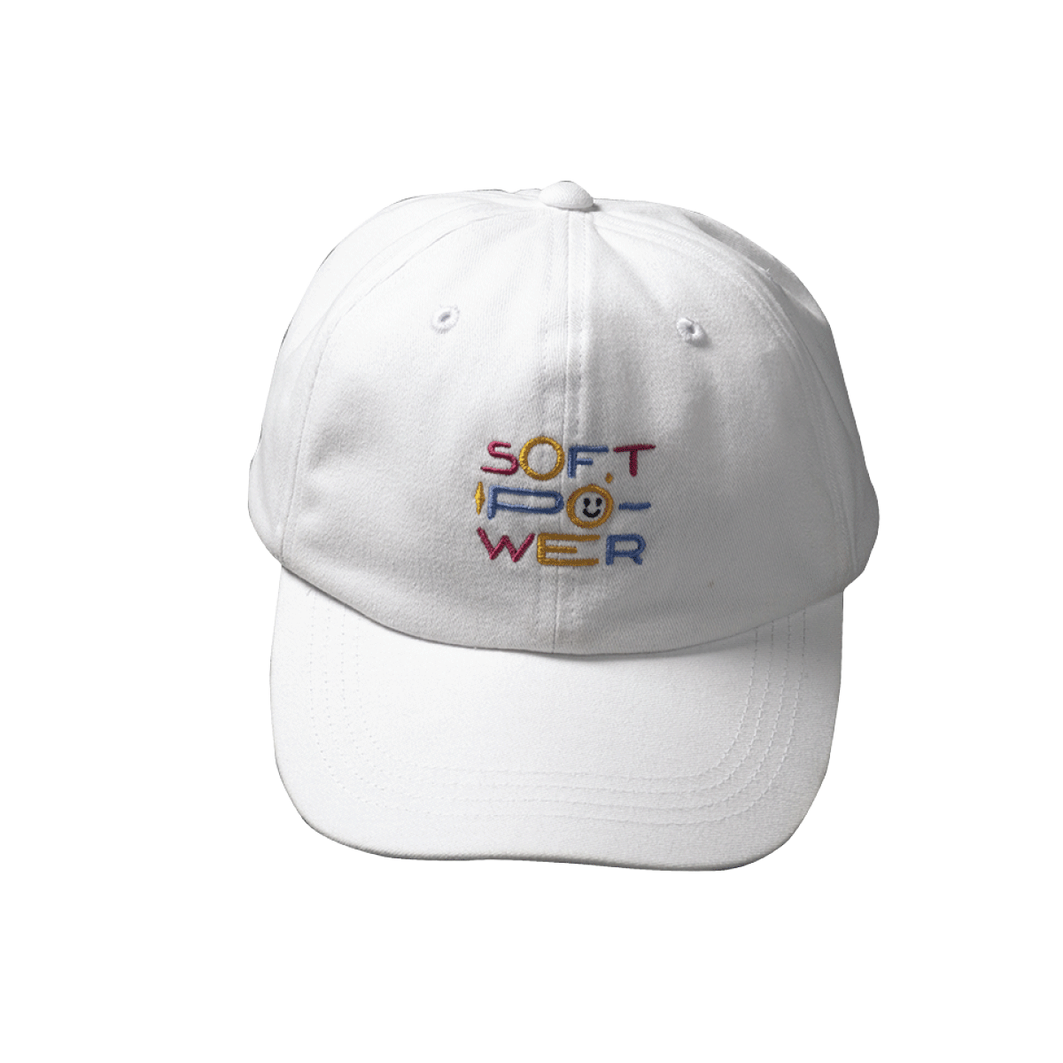 หมวกแก๊ปสีขาว ลาย soft power ดีไซน์โดย softpomz