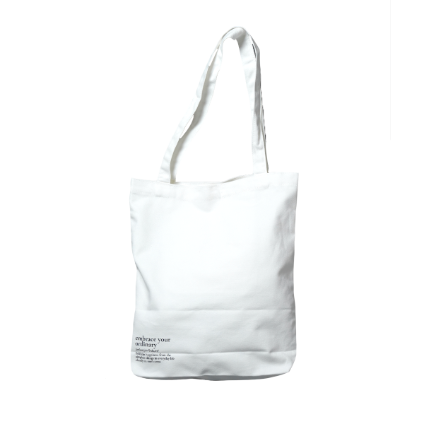 กระเป๋าผ้าสีขาว ลาย embrace your ordinary ดีไซน์โดย peachii